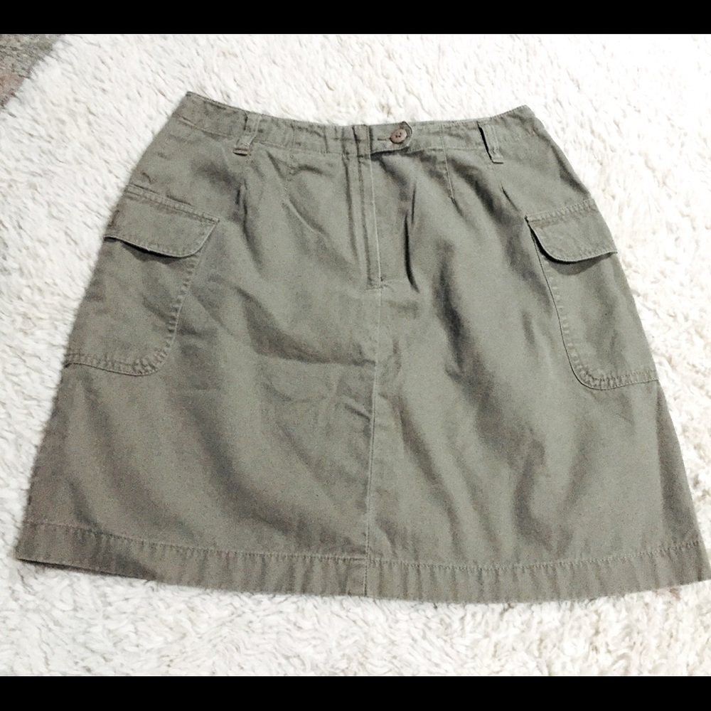 Ann Taylor Olive Green Cargo Pocket A-Line Skirt